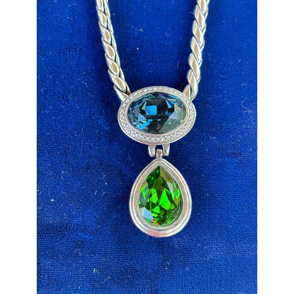 Brighton EMERALD ISLE Green Blue Swarovski Crystal Necklace and Earrings Lot 2 - Picture 1 of 13